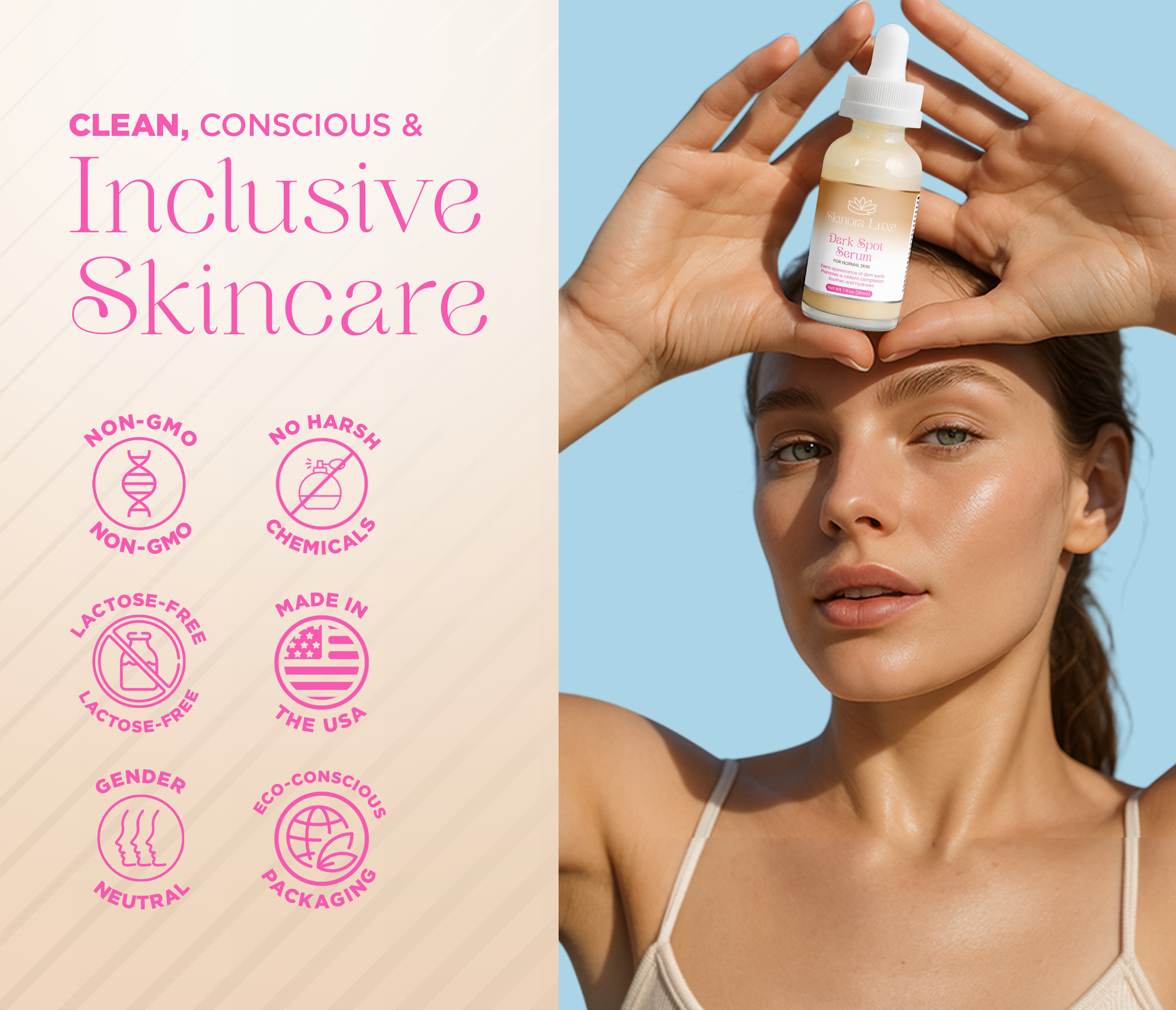 SKINORA LUXE Glow Serum for Uneven Skin Tone – Brightening Face Serum with Niacinamide, Hexylresorcinol & Botanical Extracts – Helps Improve Skin Radiance – 1 fl oz