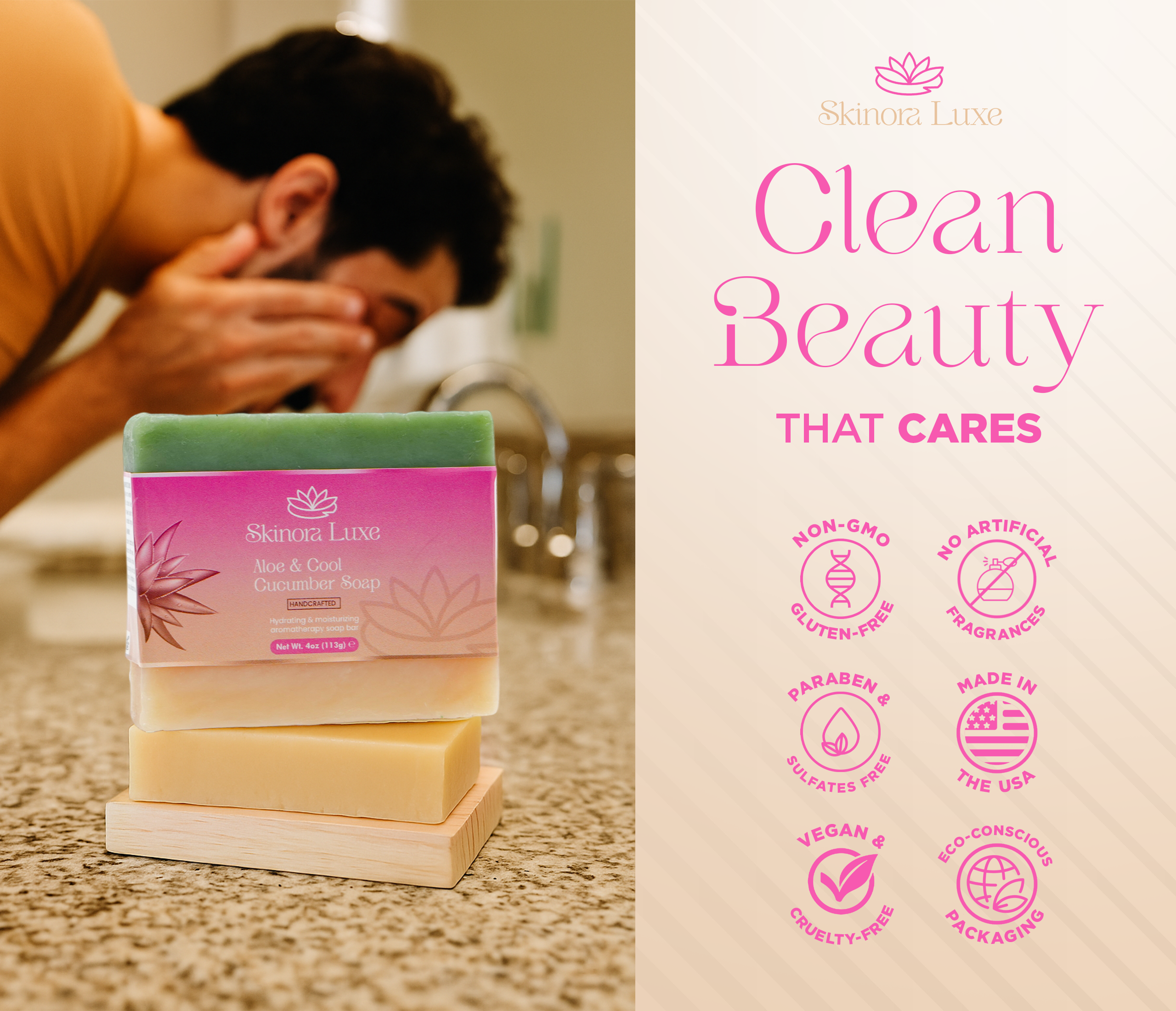 SKINORA LUXE Aloe & Cucumber Bar Soap for Men and Women – Refreshing Soap Bar for Daily Bath, Hydrating Body Soap Bars with Aloe Vera & Natural Oils – Vegan Bath Soap Bars for Skin Care