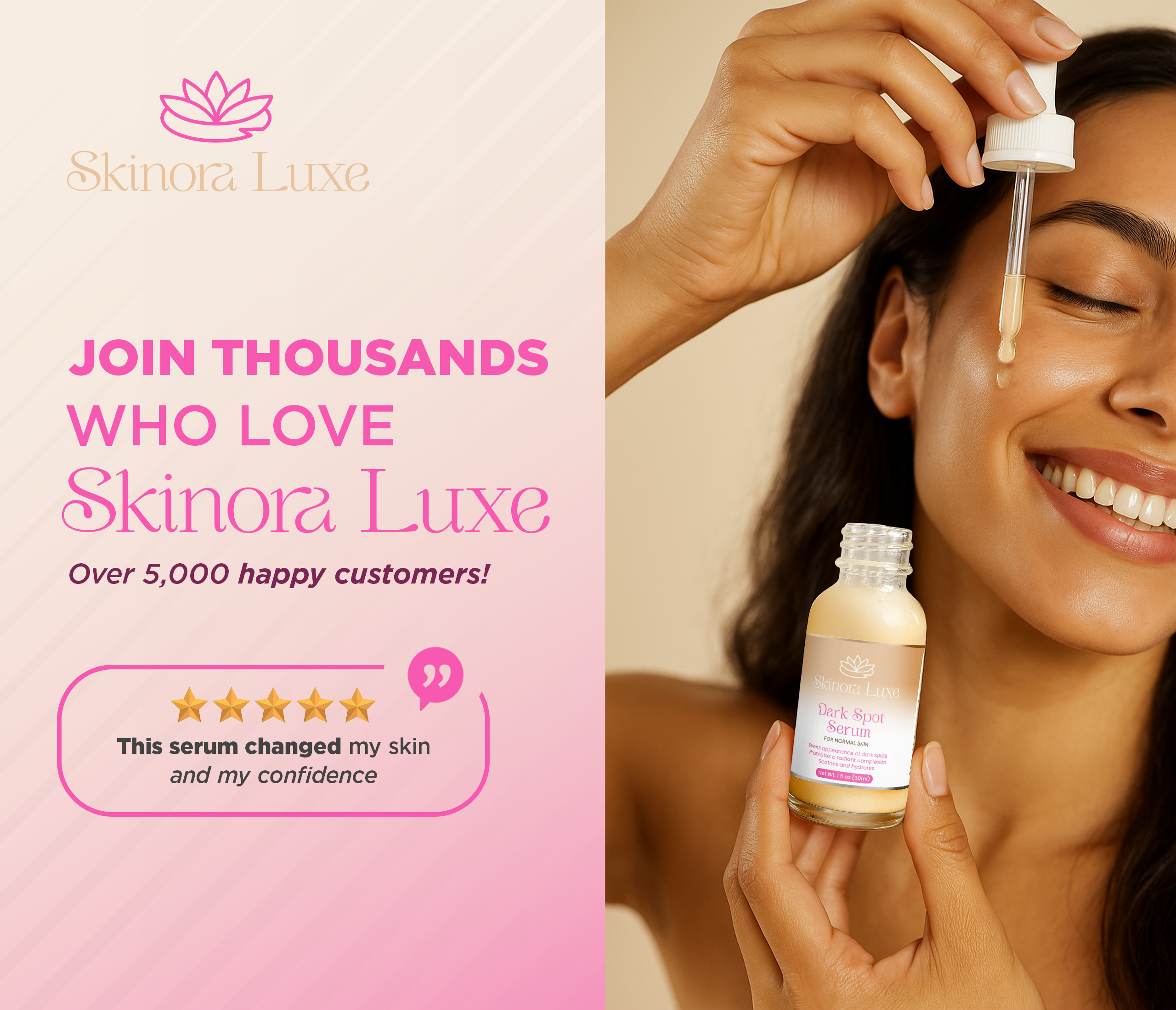 SKINORA LUXE Glow Serum for Uneven Skin Tone – Brightening Face Serum with Niacinamide, Hexylresorcinol & Botanical Extracts – Helps Improve Skin Radiance – 1 fl oz